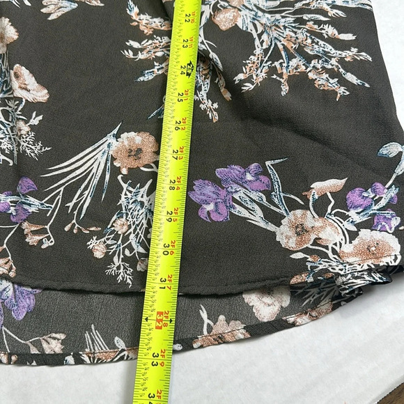 Umgee Womens Size Medium Cotton Blend Gray Floral Flowy Tunic Blouse Bell Sleeve - Picture 9 of 9